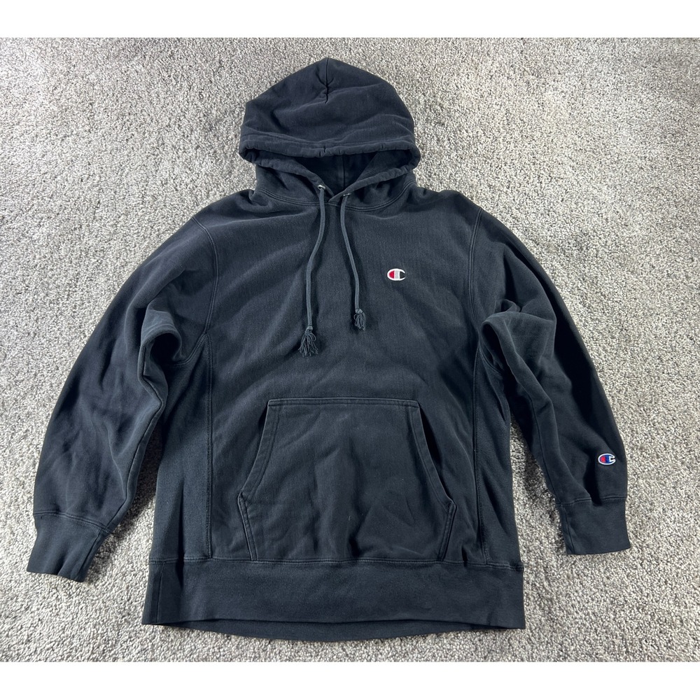 Vintage 80s Champion Reverse Weave Hoodie Mens Large Black Pullover Sweatshirt
